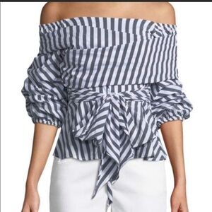 NWT Haute Rogue off the shoulder top Zipper closure in the back Tie at the waist